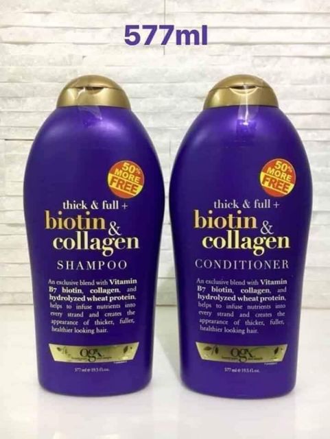 Bộ DẦU GỘI - DẦU XẢ OGX Thick and Full Biotin and Collagen