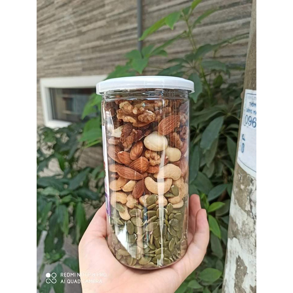 500g Hạt mix 5 loại hạt: hạnh nhân, macca, óc chó,hạt điều, bí xanh - ảnh thật