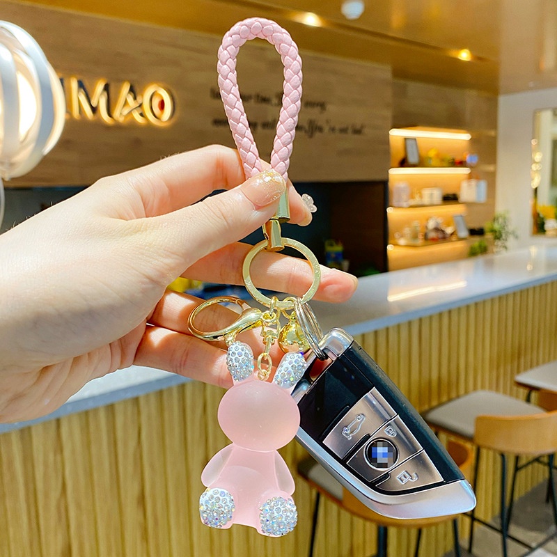 Móc khoá gấu tai đính đá cao cấp treo balo cute dễ thương phong cách Hàn Quốc,móc khoá xe máy,ô tô đẹp tiện lợi Bolita