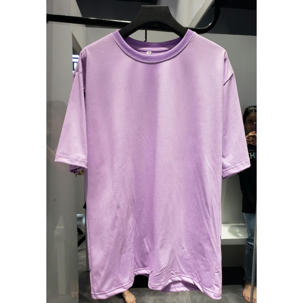 Áo phông tím trơn form rộng tay lỡ - áo over tím - purple tee New