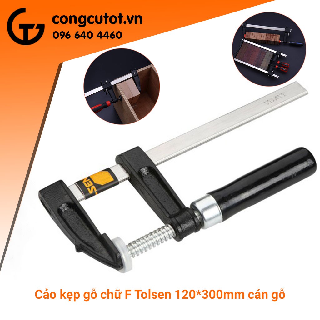 Cảo chữ F cán gỗ 120*300mm Tolsen 10151