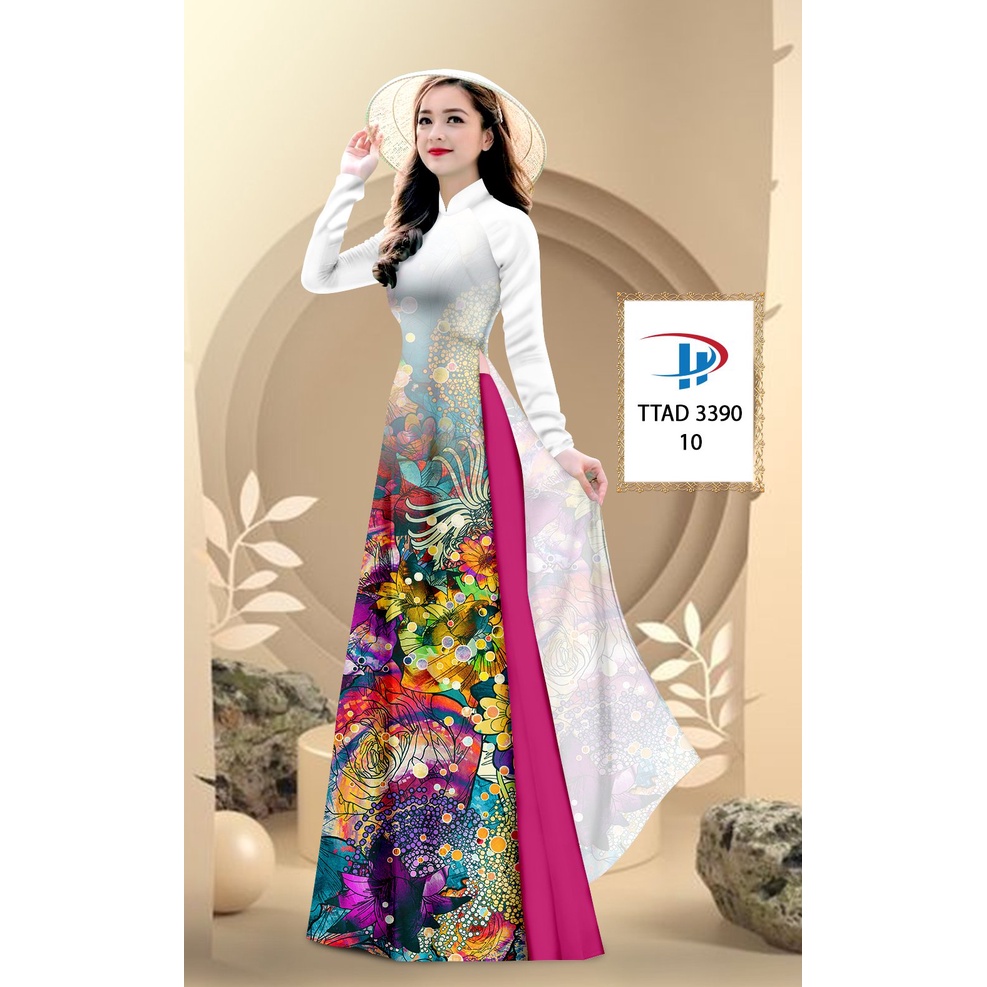 Vải áo dài hoa tà (TTAD 3390), chất lụa ruby bóng nhẹ, sang trọng, mềm, mượt, mịn, mát, co giãn nhẹ bề ngang.