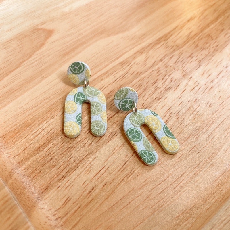 Khuyên tai đất sét nung Polymer Clay (Lime Juice)