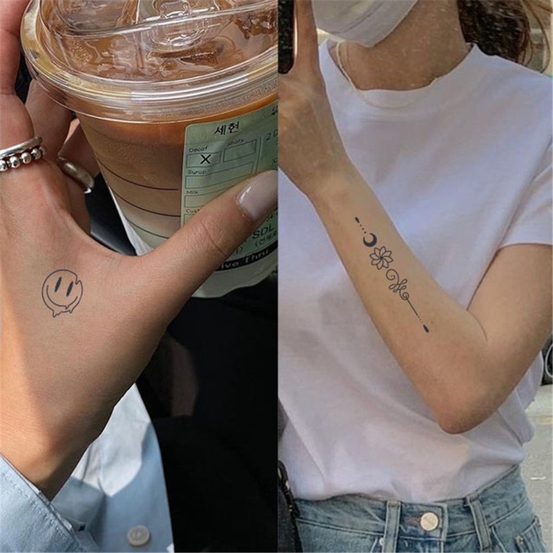 Hình Xăm Dán Họa Tiết Mặt Cười/Trái Tim/Chữ Phong Cách Mùa Hè Độc Đáo