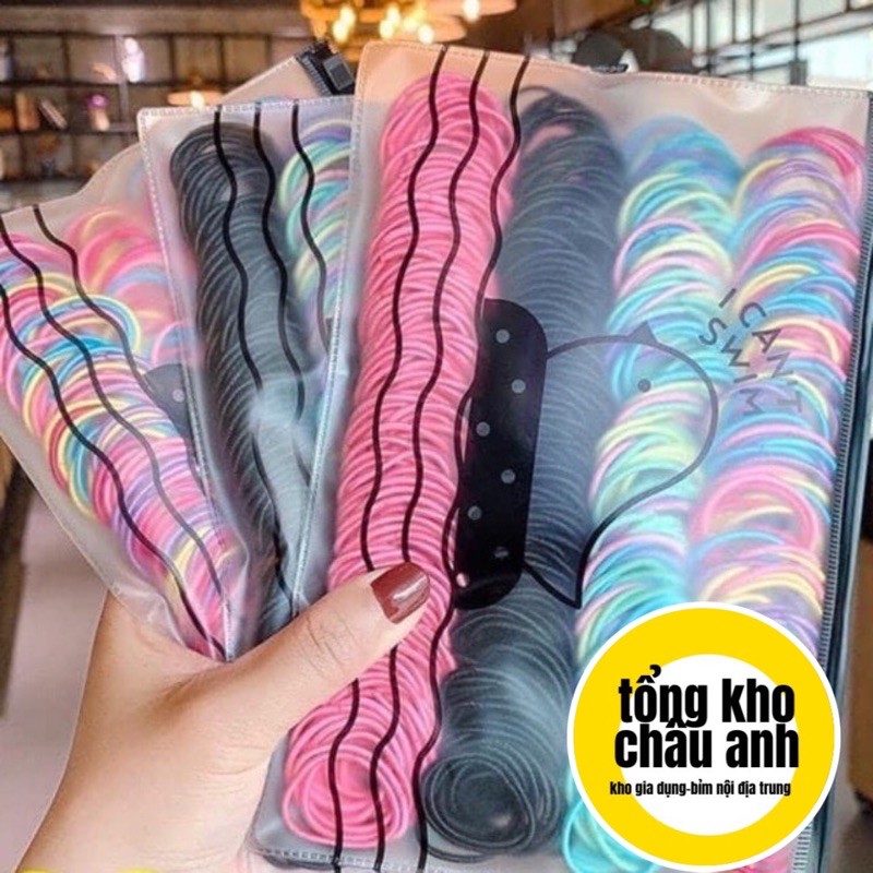 SET 500 DÂY CỘT TÓC ( có túi zip) NHIỀU MÀU - Dây buộc tóc