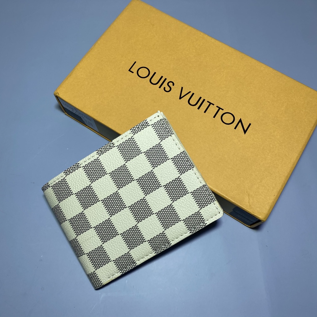 VÍ BÓP NGẮN GẬP NGANG 3 NGĂN CARO TRẮNG [ Thời Trang Nam Nữ ]