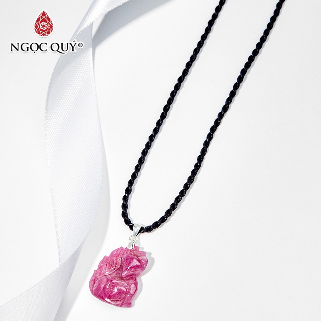 Mặt dây chuyền hồ ly 9 đuôi đá ruby mệnh hỏa, thổ - Ngọc Quý