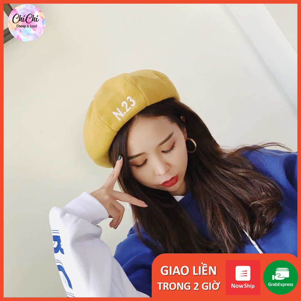 Mũ nồi beret nỉ len in chữ N23 NB09 Chichi, nón mẫu mới 2020, theo phong cách ngầu cá tính,nón bucket