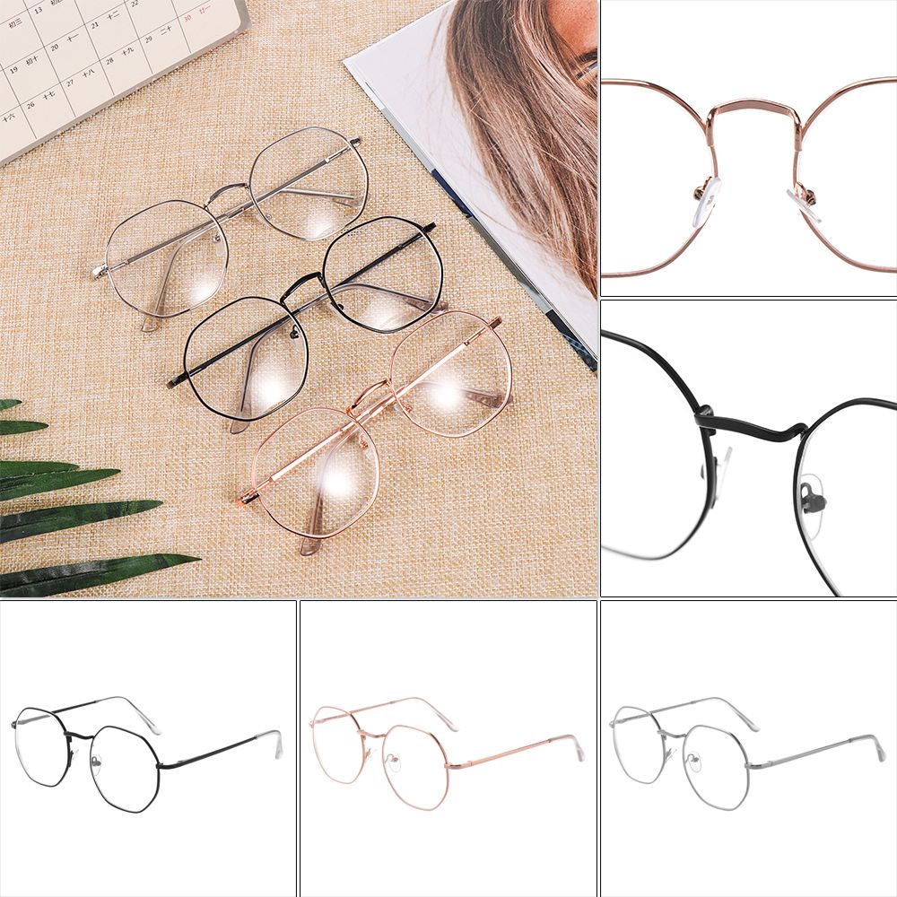 Mắt kính đọc sách cận thị siêu nhẹ gọng kim loại polygon -1.00~-4.0 độ thời trang dành cho nam và nữ
