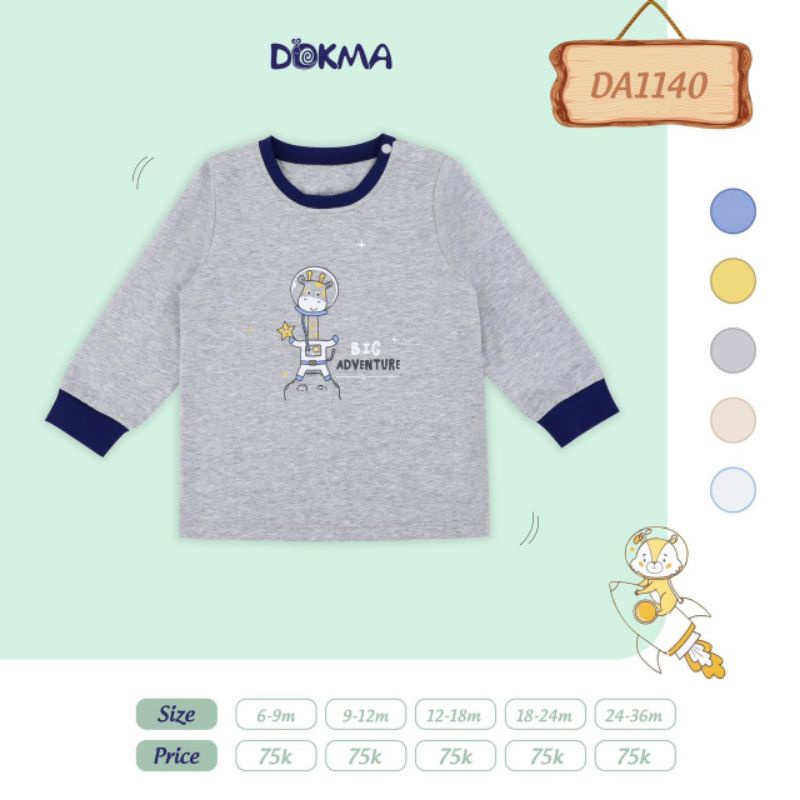 Áo dài tay cài vai cotton mỏng Dokma cho bé trai (9-36 tháng)