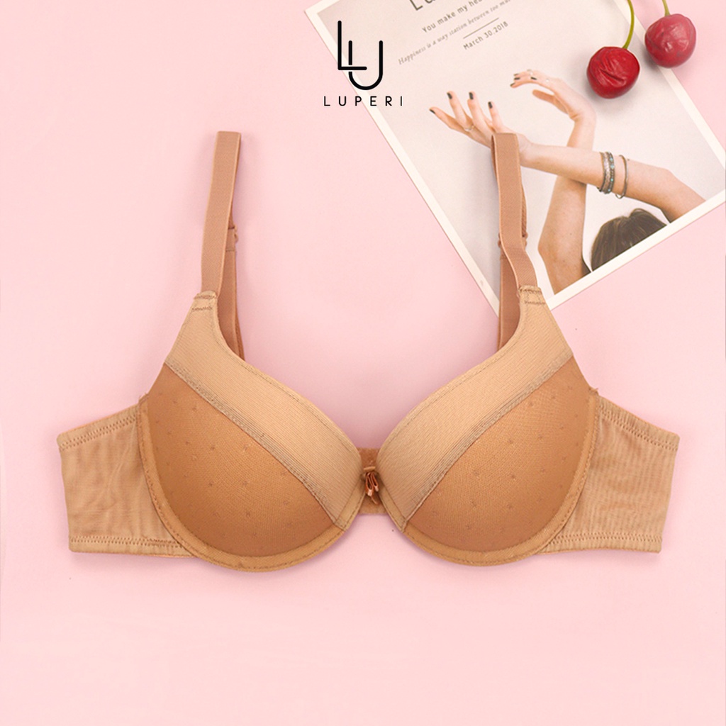 Áo lót cao cấp Luperi SP837 có gọng đệm vừa quả ngang ren lưới thoáng mát bản 2 móc trẻ trung chắc chắn