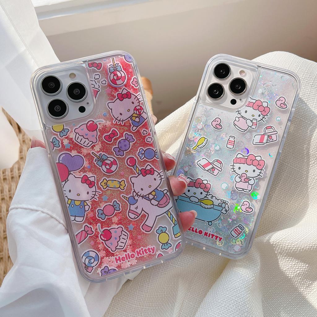 Ốp Điện Thoại Họa Tiết Hello Kitty Lấp Lánh Dành Cho IPhone 13Promax 12 11 7Plus X Xs Max XR 7 8