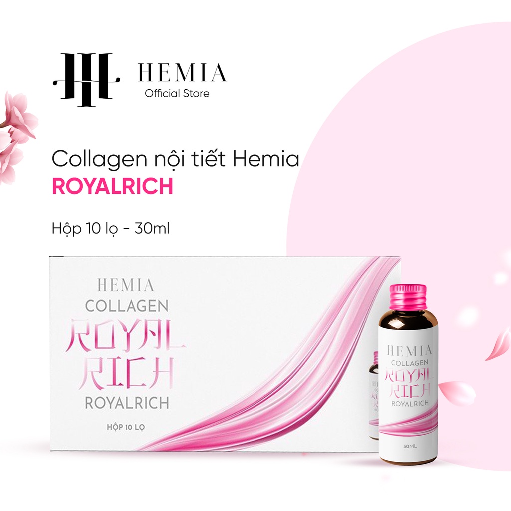 Collagen nước Hemia nước uống trắng da tăng cường nội tiết tố nữ trẻ hoá da hộp 10 lọ 30ml