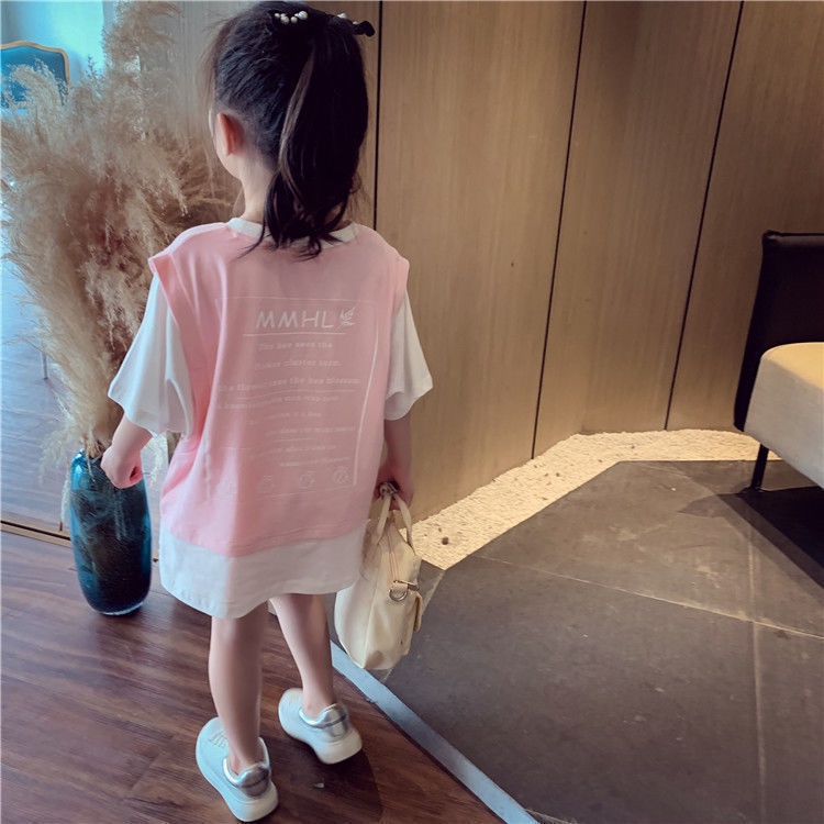 Bộ Đồ Hai Mảnh Áo Tay Ngắn Và Quần Bằng Vải Cotton Màu Trơn Thời Trang Mùa Hè Dành Cho Bé Gái