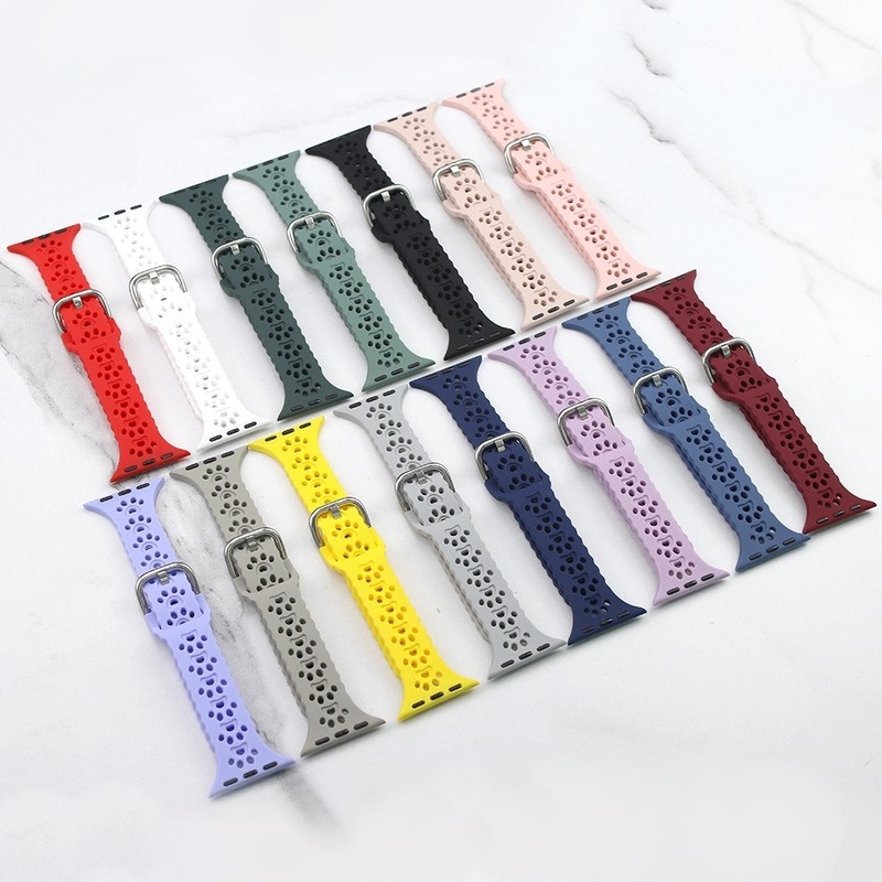 Dây Đeo Đồng Hồ Apple 49mm 41MM 45MM 44mm 40mm 38mm 42mm 45 41MM i-Watch ultra 8 7 6 5 4 3 SE Bằng Silicon Mềm Thoáng Khí