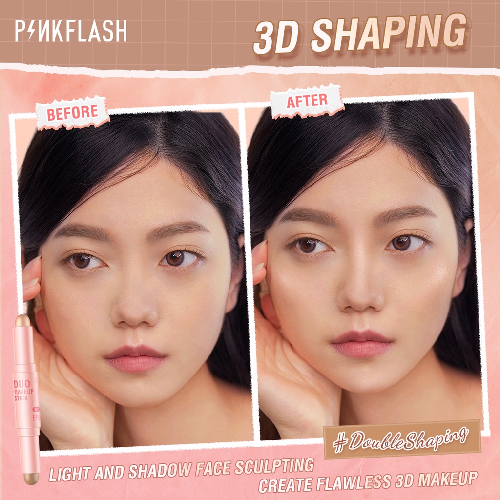 1 thỏi kem bắt sáng PINKFLASH 3D hai đầu tiện lợi 30G