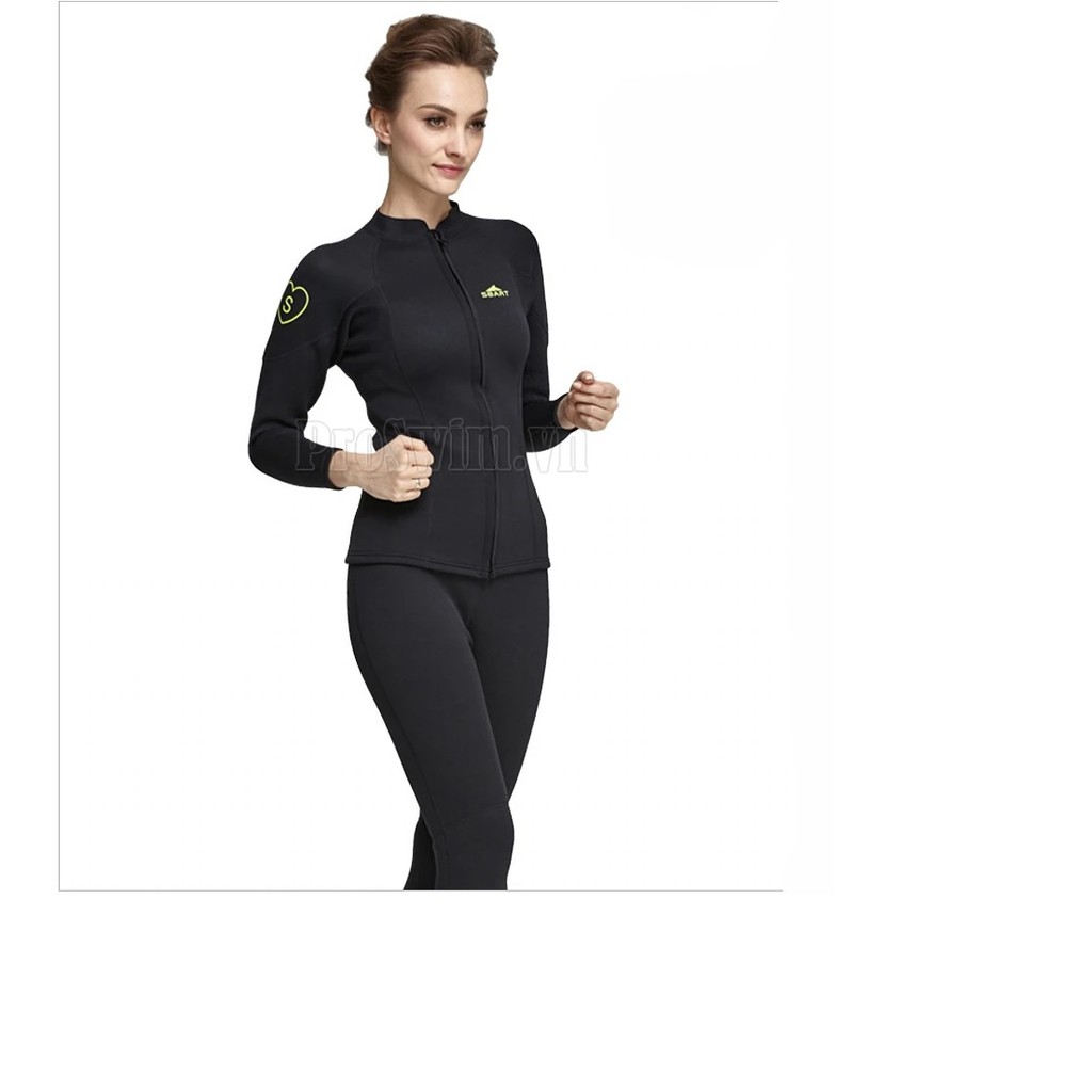 Áo Bơi Giữ Nhiệt Kéo Khoá Wetsuit Nữ 951 Đen Dày 2mm | BigBuy360 - bigbuy360.vn