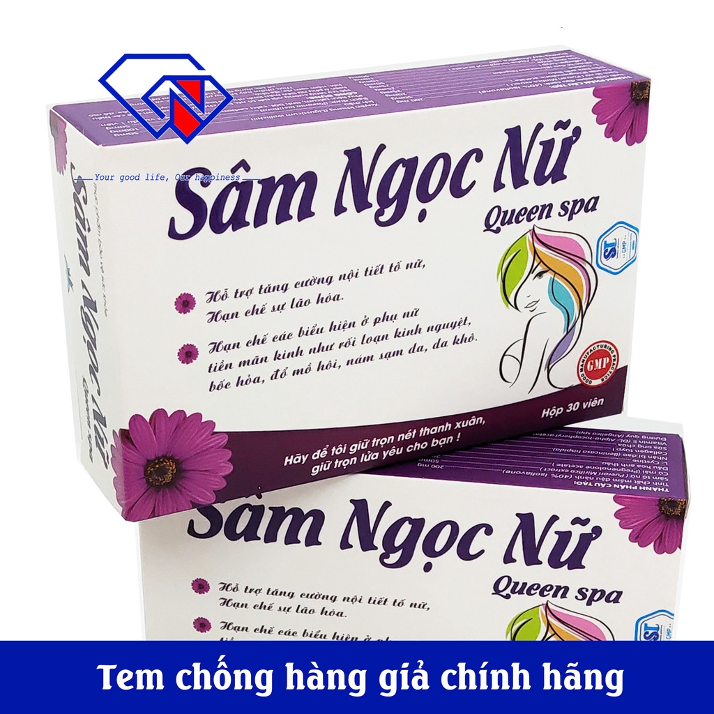 Viên uống tăng nội tiết tố nữ SÂM NGỌC NỮ Queen Spa, giảm nám sạm da, ổn định kinh nguyệt, tăng sinh lý nữ - Vỉ 30 viên