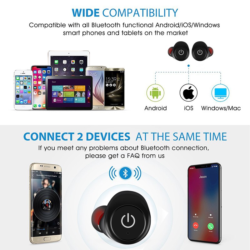 CẶP ĐÔI TAI NGHE BLUETOOTH SD-G6 - NHỎ GỌN - ÂM THANH SỐNG ĐỘNG CỰC HAY - GIÁ RẺ