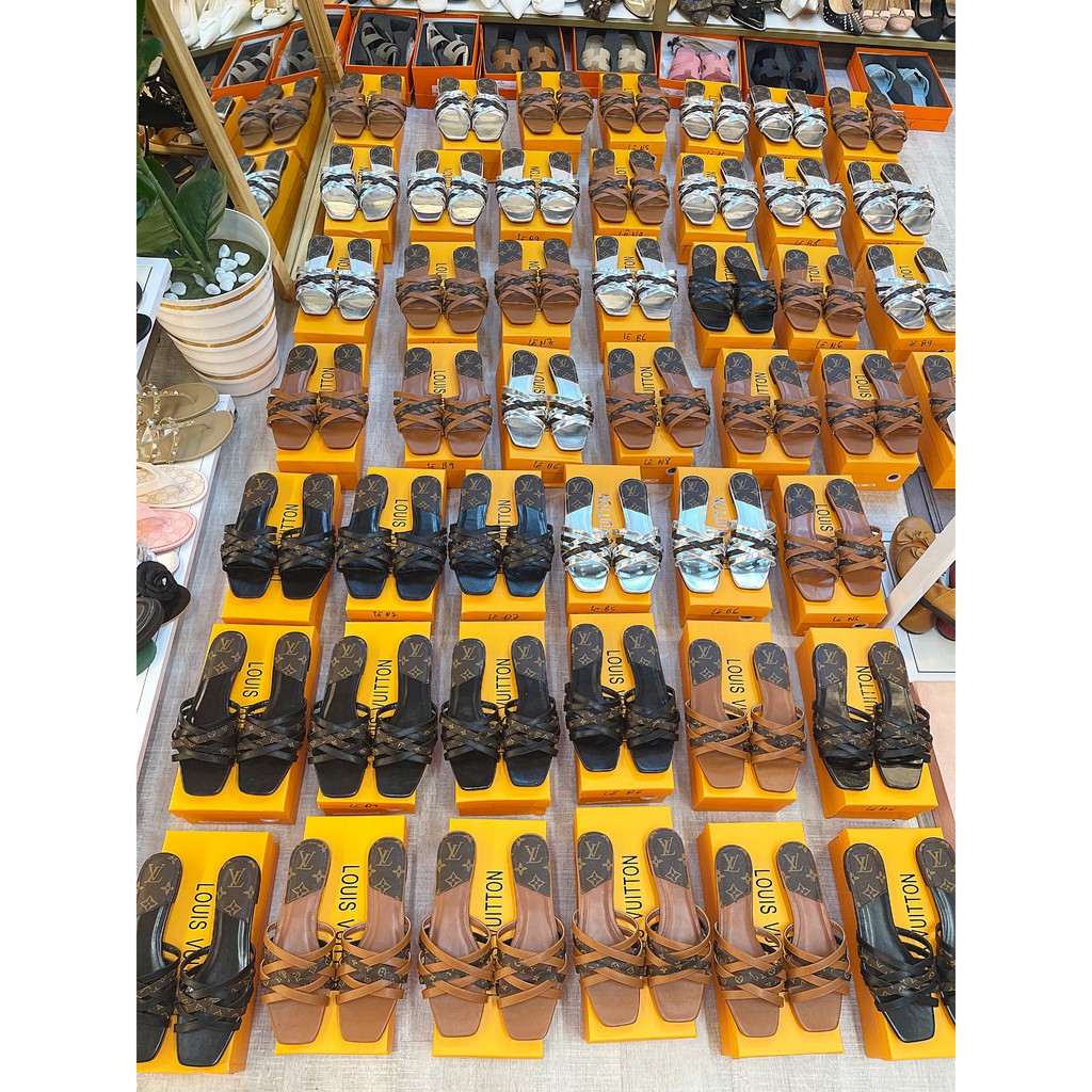 [ Ảnh thật 100%] Dép lê nữ thời trang, dép lê nữ L.V hot 2021 full box