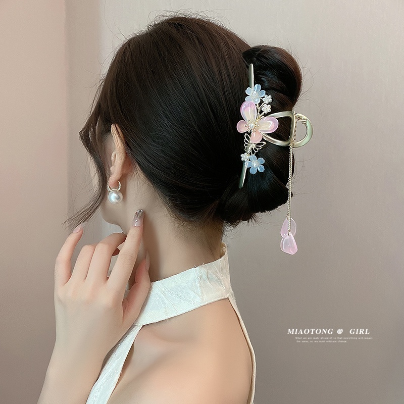 Kẹp tóc kim loại HAIMEIKANG đính đá và ngọc trai thời trang cho nữ