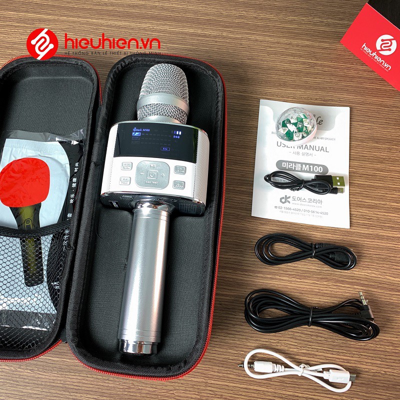 Miracle M100 - Mic Karaoke Bluetooth Cao cấp Hàn Quốc có màn hình LED nhiều hiệu ứng HAY