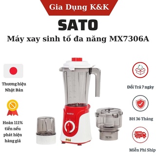 Máy xay sinh tố SATO MX7306A, máy xay sinh tố đa năng 3 cối, xay hoa quả , thịt cá ,đồ khô | Bảo hành 36 tháng