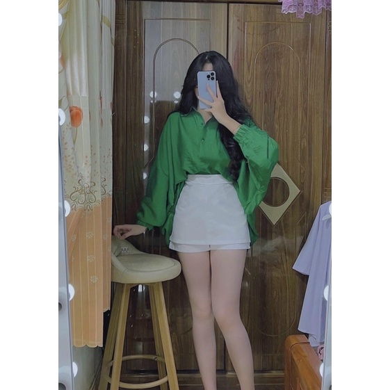 Set Áo Sơ Mi xanh chân váy trắng 4 màu