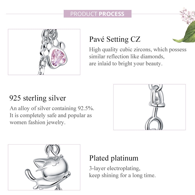 Hạt Xỏ Bamoer Bằng Kim Loại Hình Mèo Dễ Thương Dùng Làm Trang Sức