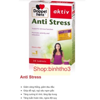hoạt huyết bổ não Anti stress doppel herz (hàng chính hãng đức doppelherz)ginko,bạch quả,vitamin b1,b2,b6,b12,sắt,biotin