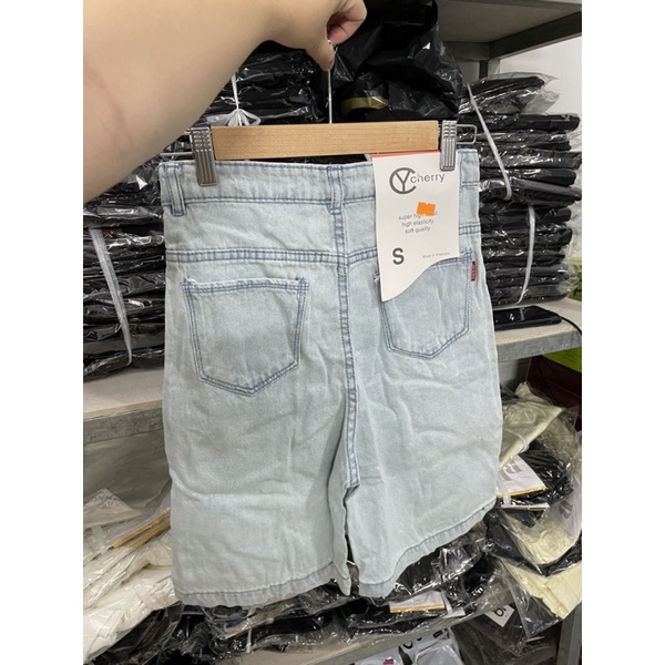 Quần Short Ngố suông trơn xanh nhạt Ms 105 TcShopJeans