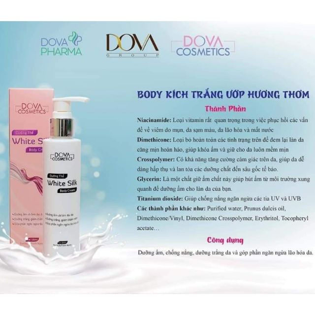 Kem body kích trắng dova cosmetics ( white silk body cream)