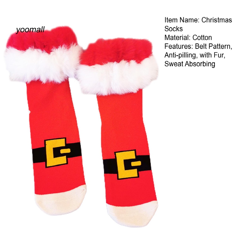 Set 1 Đôi Tất Đỏ Hoạ Tiết Xinh Xắn Cho Mùa Đông
