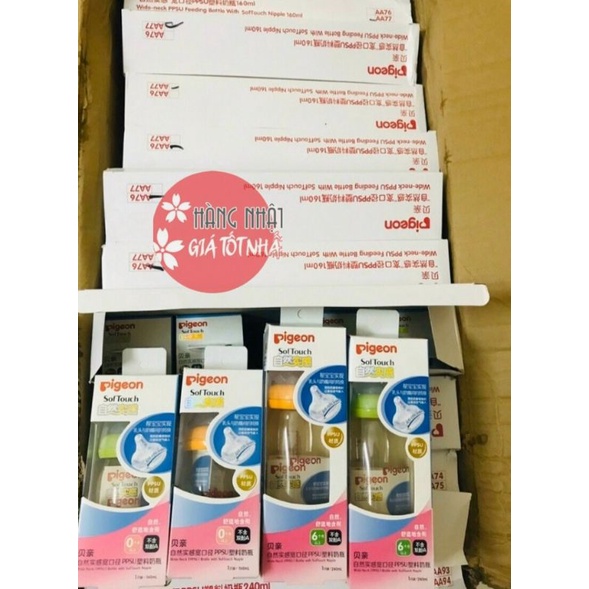 Bình sữa pigeon thủy tinh Nhật 240ml-160ml