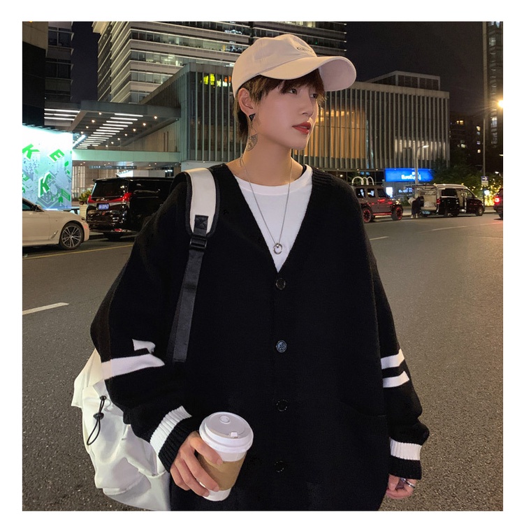 Áo khoác cardigan cổ chữ v tay dài dáng rộng phong cách hàn quốc thời trang xuân thu dành cho nam