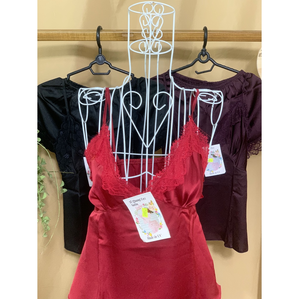 Bộ Pijama Lụa Satin Áo 2 Dây Phối Ren Quần Đùi Cao Cấp Dáng Rộng 60kg Trở Lại Ulzzang