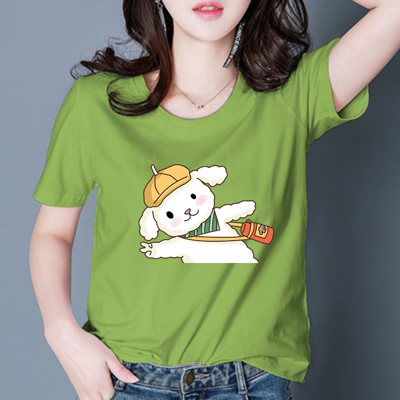 Women's Clothing Blouse Summer Short-sleeve perempuan T-shirt Fashion top Round Neck Student Clothes
