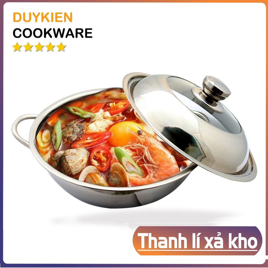 Nồi Lẩu Inox 1 Ngăn, 2 Ngăn Size 28cm Hang Day Dăn Kem Năp Đây Inox Kinh Cuơng Lưc Cao Cấp [Xả Kho Số Luơng Có Han]