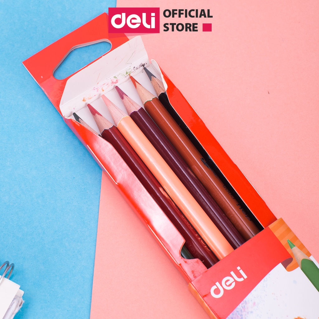Bộ Bút Chì Màu Colorun Deli - 6 Cây 2 Đầu 12 Màu