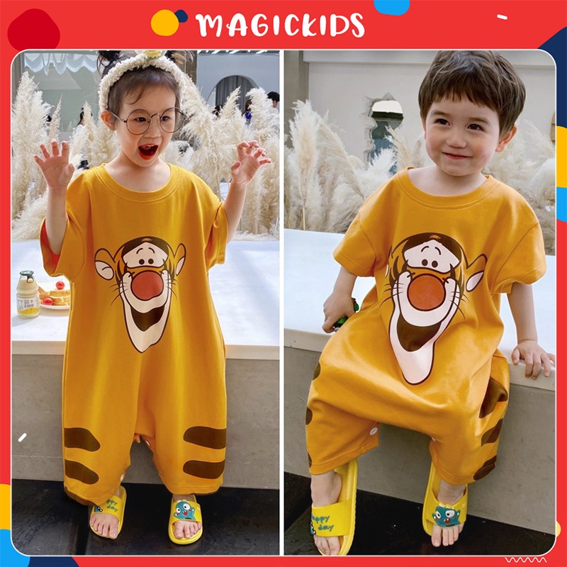 Đồ ngủ liền thân ngắn tay cotton cho bé Magickids quần áo ngủ trẻ em dáng