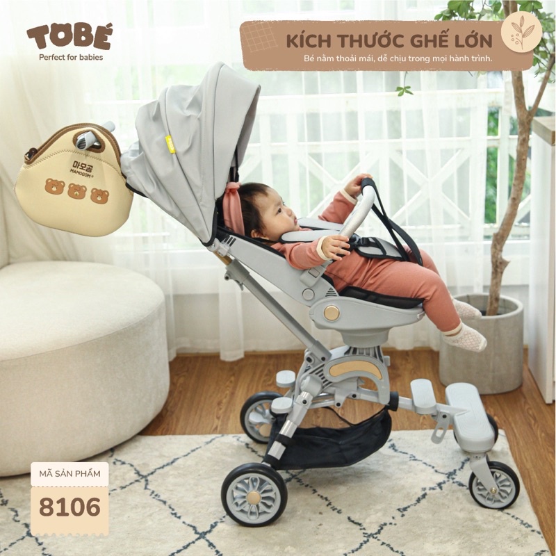 Xe đẩy gấp gọn Rico Plus, ghế ngả 3 chế độ, xoay 360 độ kèm mái che