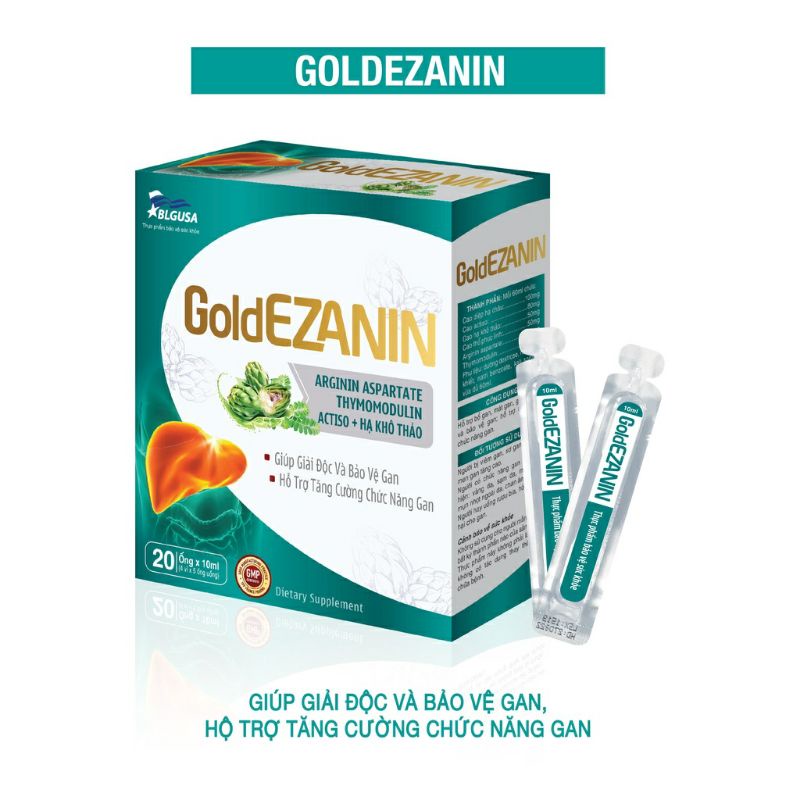 Siro mát gan giải độc gan GOLDEZANIN chiết xuất cao kế sữa + cao actiso - Hộp 20 ống