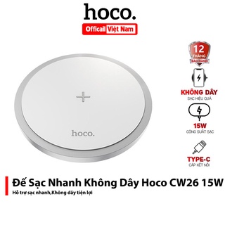 Đế sạc nhanh không dây hoco cw26 15w chính hãng, sạc được cả tai nghe không dây