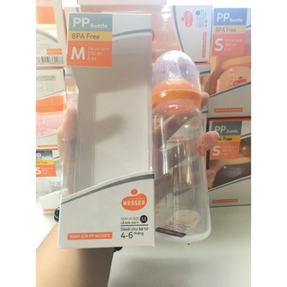 BÌNH SỮA PP WESSER CỔ HẸP 250ML