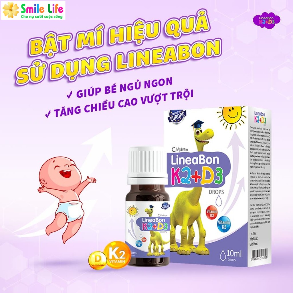SMILE LIFE | LineaBon K2+D3 ® 10ml - Bổ sung Vitamin D3 + MK7 cho bé