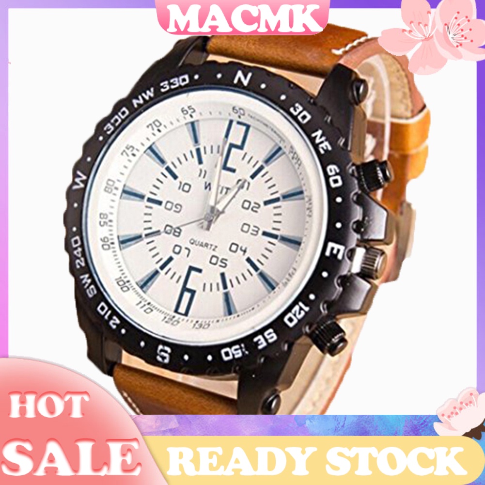 MACmk Men Business Casual Faux Leather Band Quartz Wrist Watch Fashion Wristwatch