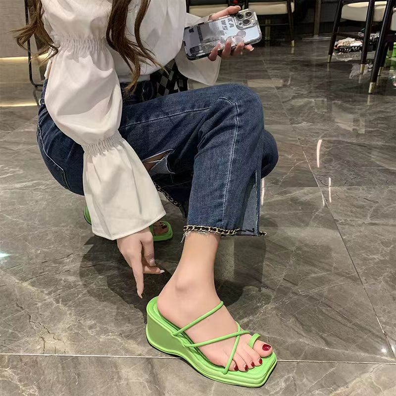 Dép sandal ATIKOTA cao gót chống trượt thoải mái thời trang mùa hè dễ phối đồ tùy chọn màu sắc