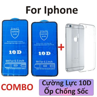 Cường Lực 10D + Ốp Dẻo Chống Sốc Iphone 6/6 Plus/7/7plus/8/8plus/X -Gía tốt