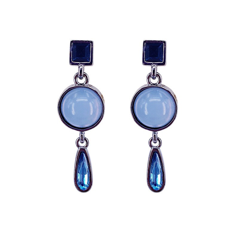 Bông tai Etrendy hình học đính đá opal tòn ten thanh lịch phong cách vintage mới dành cho bạn nữ
