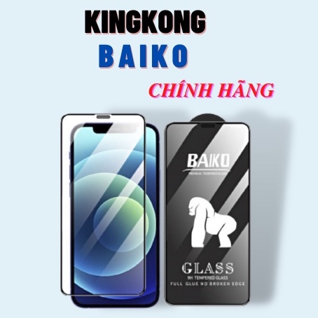 Kính cường lực Iphone kingkong baiko full màn 6 7 7plus 8plus x xsmax 11 11promax 12 12promax 13 14 pro max promax BAIKO